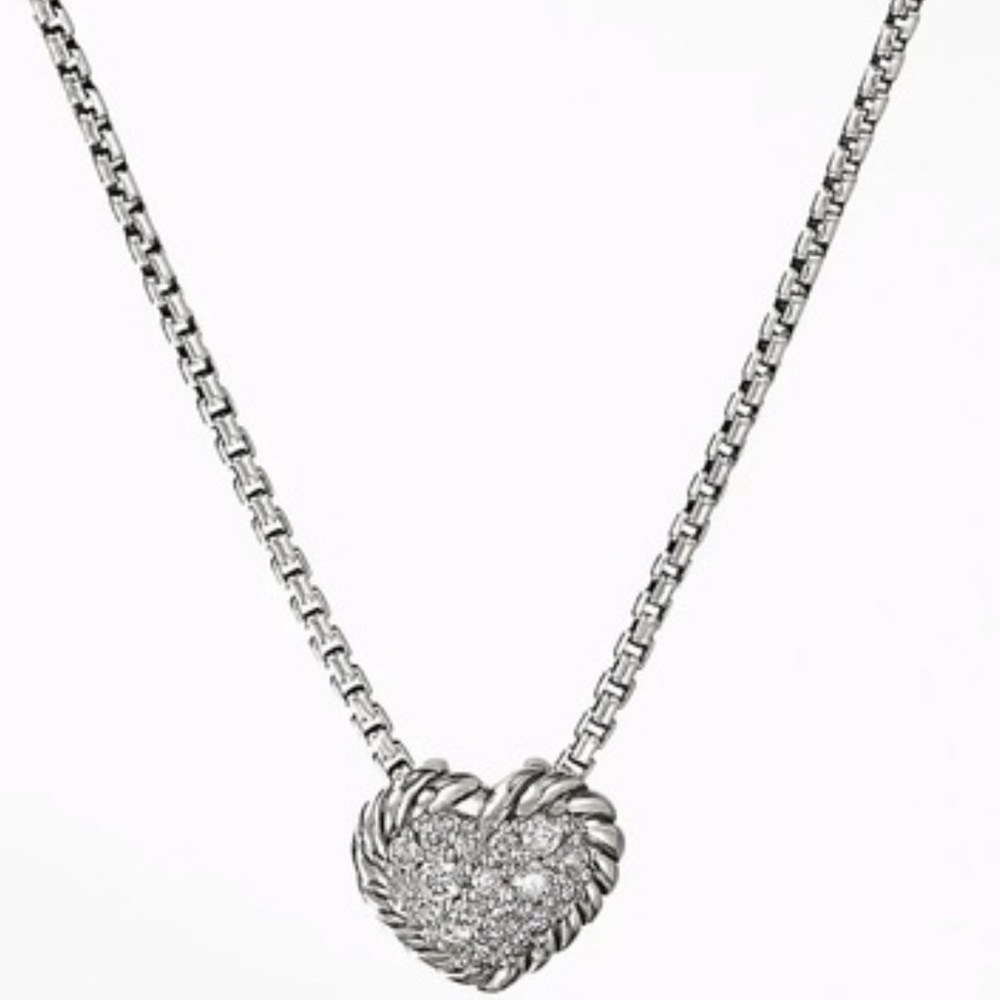 David Yurman diamond heart cable necklace